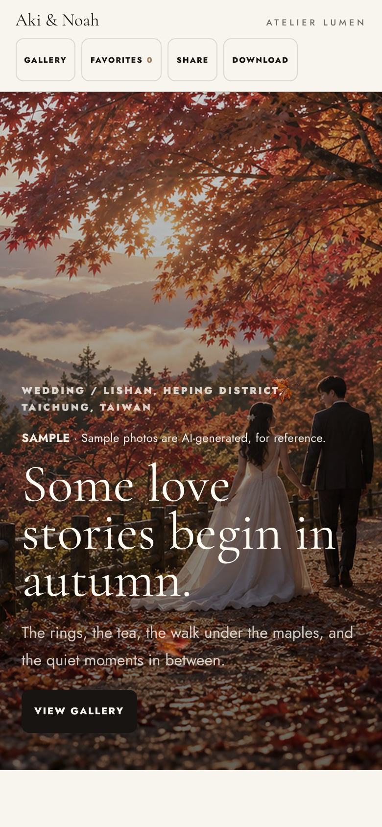 The gallery cover with a full-screen photo and the title