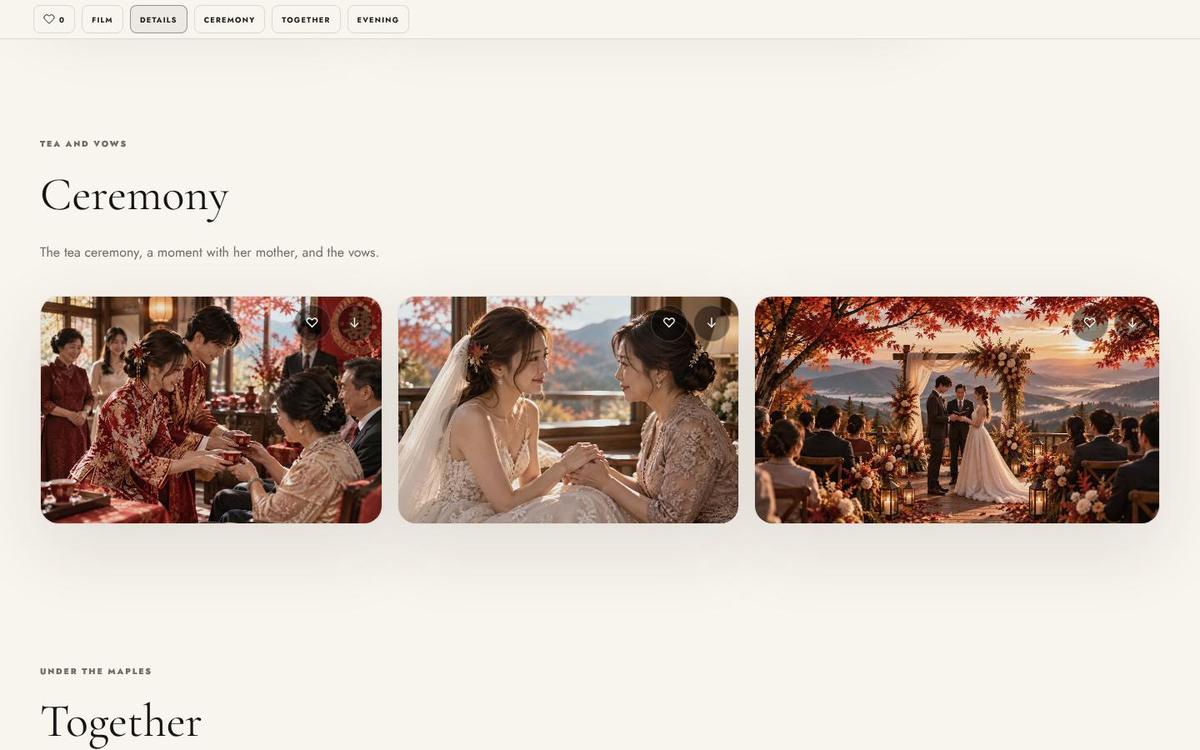 A gallery chapter called Ceremony with three photos (computer)