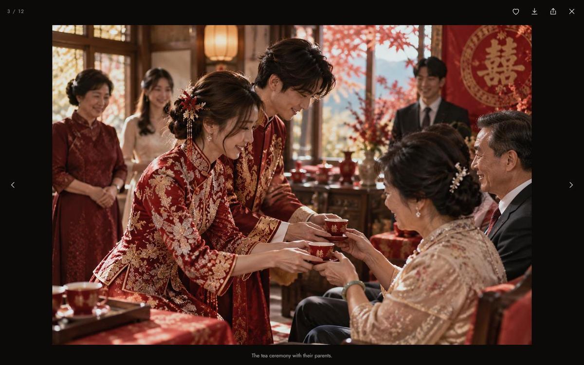 A photo opened full screen with favorite and download buttons (computer)